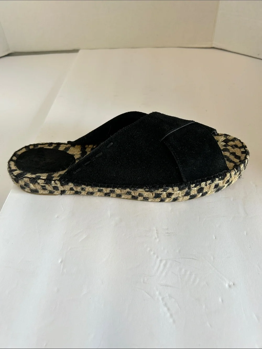 Free People Black Suede Crisscross Espadrille Slides